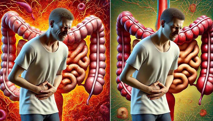 illustrations de la différence entre crohn et colon irritable