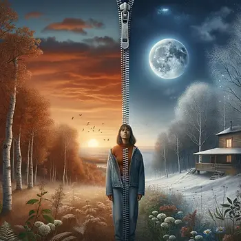 une personne au centre d un paysage de nuit et d une journee sombre