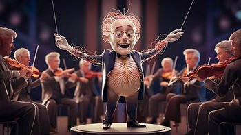 une représentation du système nerveux en tant que chef d'orchestre du corps humain
