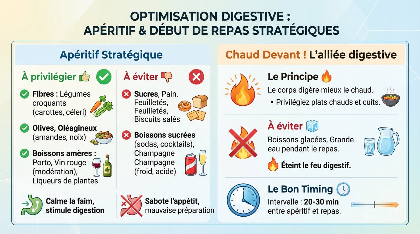 Sélection d'apéritifs sains et amers pour stimuler la digestion avant un repas de fête