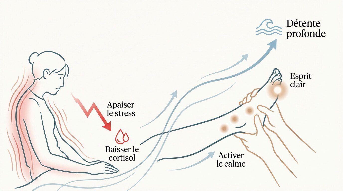 Séance de réflexologie plantaire pour apaiser le stress chronique et l'anxiété