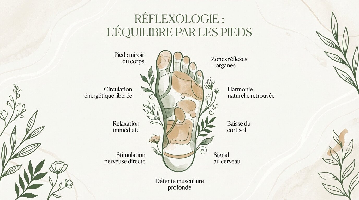 Illustration des zones réflexes du pied pour l'équilibre corporel
